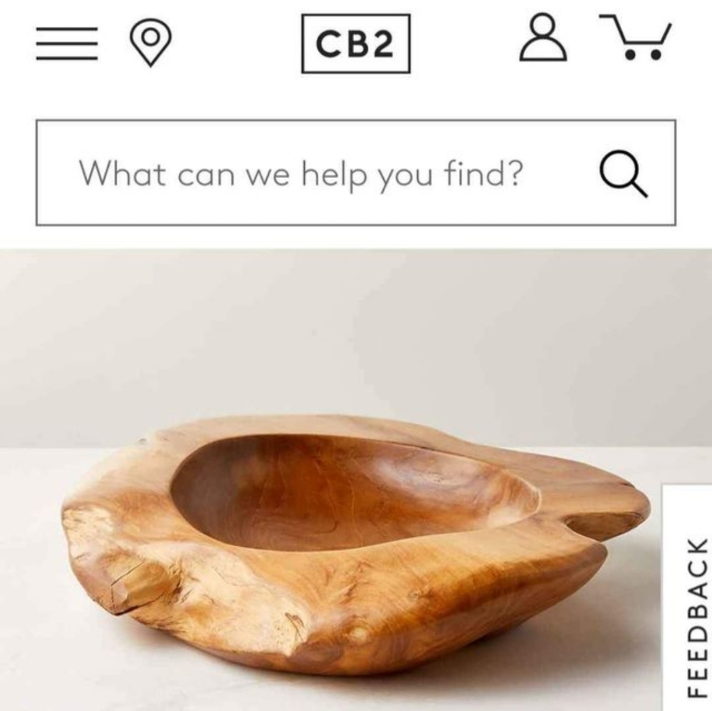 CB2 decorative teak bowl